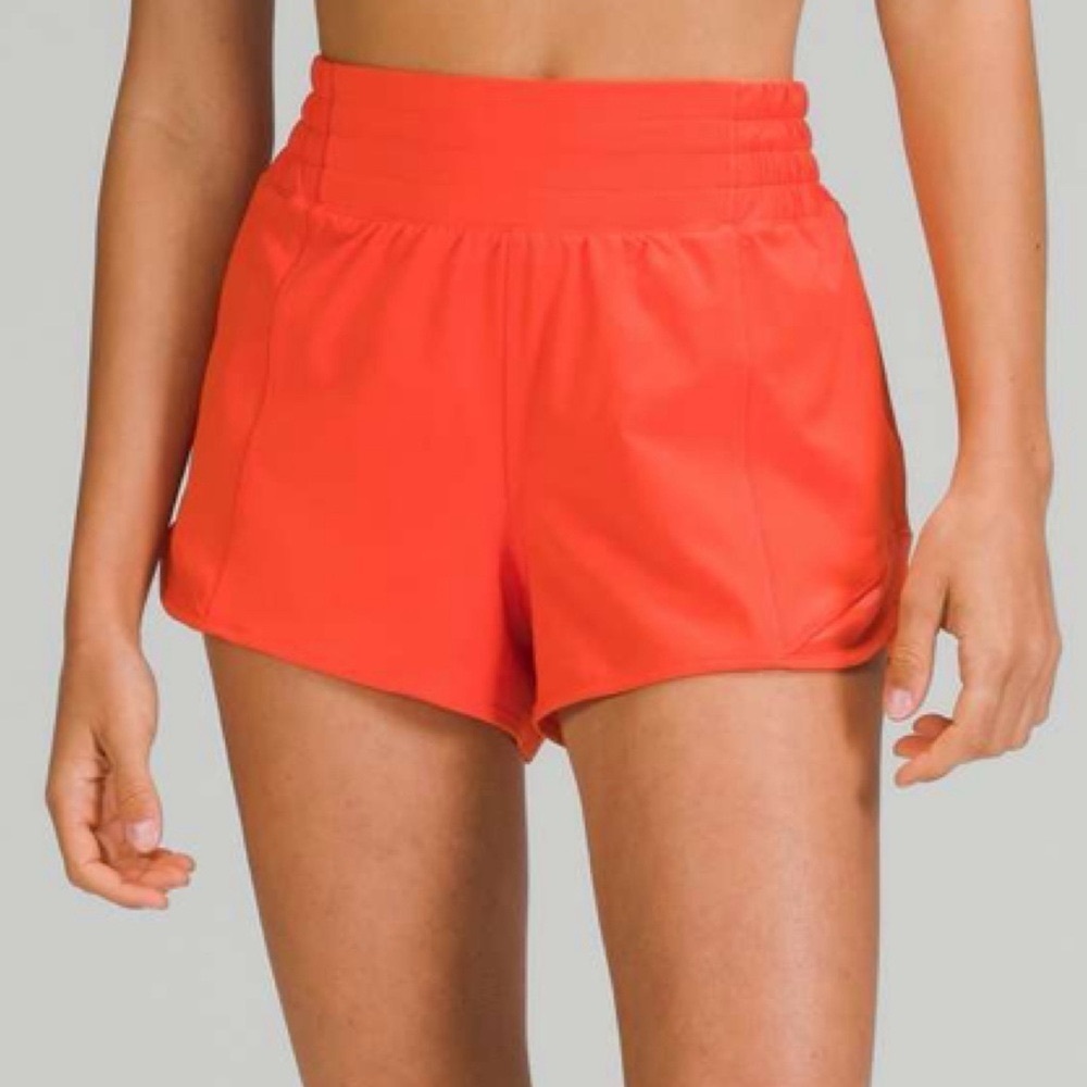 Lululemon Hotty Hot High Rise Athletic Shorts Autumn Red Orange 12